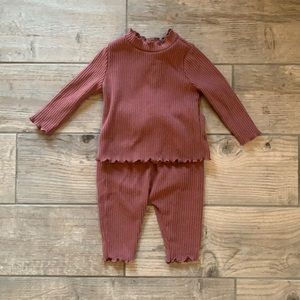 Dusty Rose Ribbed-Knit Old Navy Outfit | 3-6 months